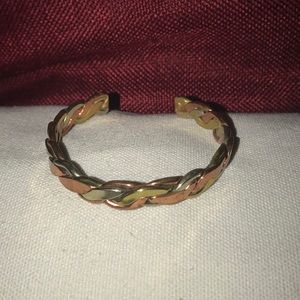 Handcrafted braided copper and silver bracelet